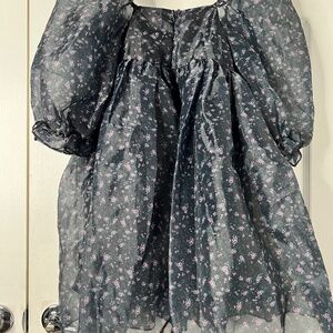 Black organza baby doll mini dress